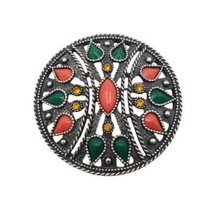 Vintage Emmons Convertible Brooch Pendant – Faux Coral  & Jade – Boho Book Piece